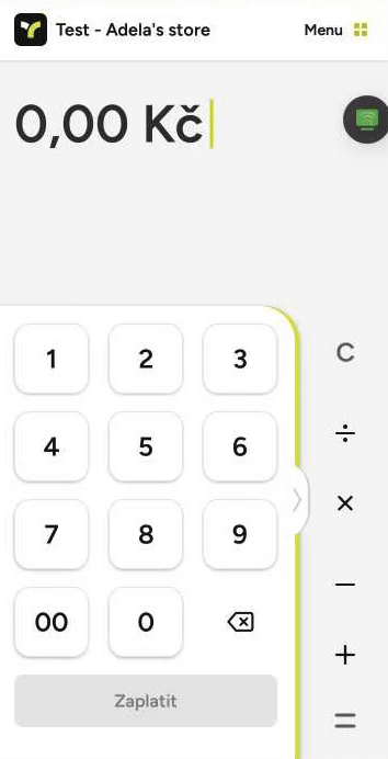 Teya terminál v režimu Pay at counter